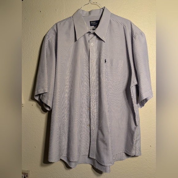 Men's Blue Striped Polo Shirt - Picture 1 of 13